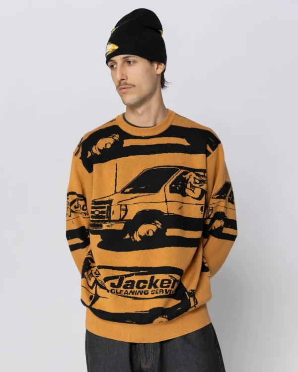Cleaner Crewneck Knit-Yellow>Jacker Outlet