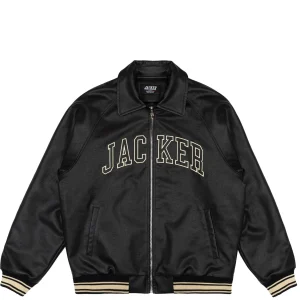 College-Faux Leather Jacket-Black>Jacker Fashion