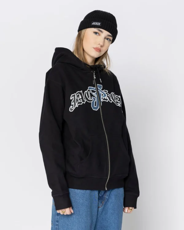 Double Jay Zipped Hoodie-Black>Jacker Shop